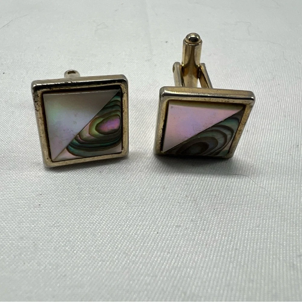 Square mother of pearl cuff links